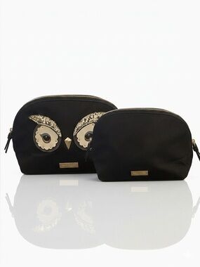 Kate Spade Marcy Owl Nylon Cosmetic Bag Novelty Pouch EUC